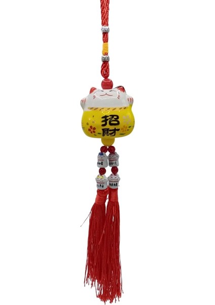 Feng Shui Maneki Neko Şans Kedisi Sarı No.4