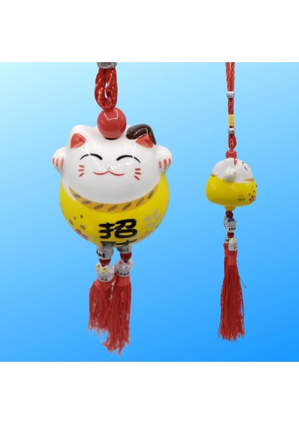 Feng Shui Maneki Neko Şans Kedisi Sarı No.4