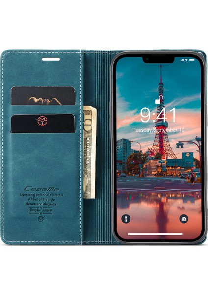 Iphone 15 Plus Artı Pu Deri Anti-Damla Telefon Kasası Katlama Standı Cüzdan Kapağı Mavisi (Yurt Dışından) fiyatları