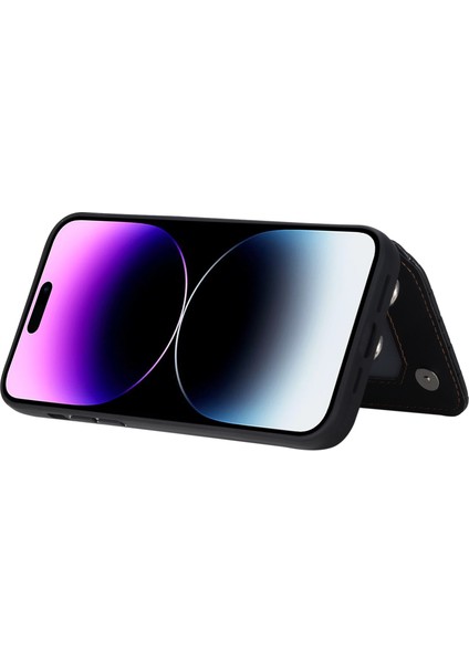 iPhone14 Için Pro Rfıd Engelleme Kart Tutucu Pu Deri+Tpu Telefon Kickstand Kapak Bilek Kayış-Black (Yurt Dışından) modelleri