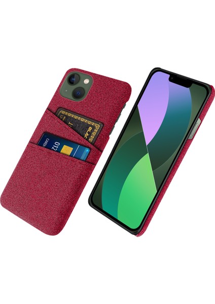 iPhone15 Plus Için Ince Telefon Kasası Artı Sert Pc+Çift Kart Tutucu-Kırmızalı Bez Anti Drop Telefon Kapağı (Yurt Dışından)