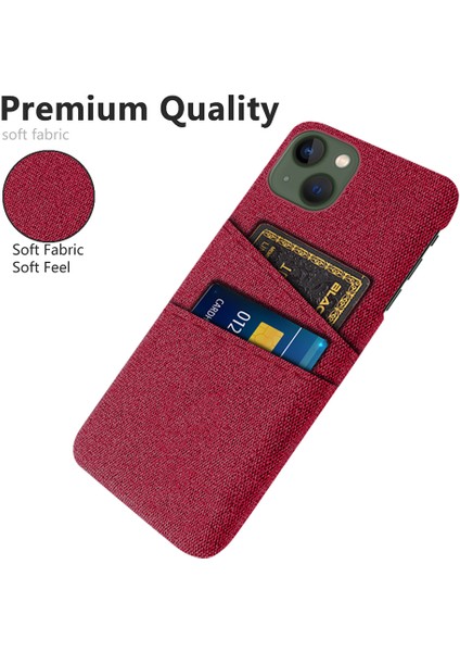 iPhone15 Plus Için Ince Telefon Kasası Artı Sert Pc+Çift Kart Tutucu-Kırmızalı Bez Anti Drop Telefon Kapağı (Yurt Dışından) modelleri