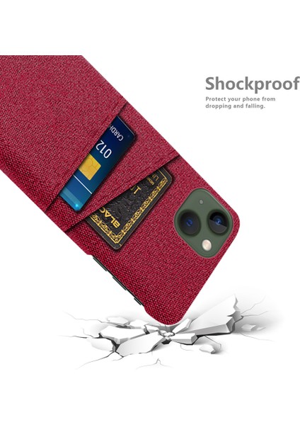iPhone15 Plus Için Ince Telefon Kasası Artı Sert Pc+Çift Kart Tutucu-Kırmızalı Bez Anti Drop Telefon Kapağı (Yurt Dışından) fırsatları