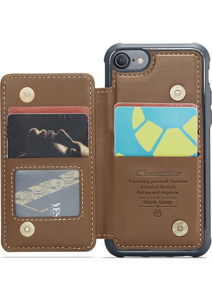 iPhone6/6s/7/8/se (2020)/SE (2022) Kılıf Kartı Tutucu Telefon Kickstand Cover-Brown (Yurt Dışından)