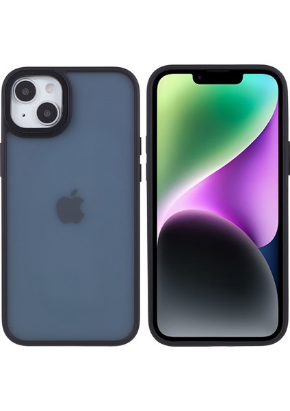 iPhone15 Metal Lens Çerçeve Telefon Kılıfı Pc+Tpu Hibrit Şok Geçirmez Kapak Black (Yurt Dışından)