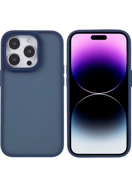 iPhone15 Pro Max Telefon Kılıfı Pc+Tpu Metal Lens Çerçeve-Karanlık Mavi ile Şok Geçirmez Koruyucu Kapak (Yurt Dışından)