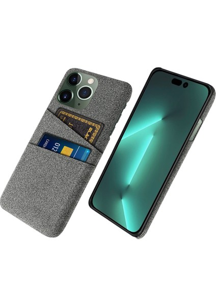 iPhone15 Pro Hard Pc+Bez Koruyucu Telefon Kılıfı Ikili Kart Tutucu Grey (Yurt Dışından)