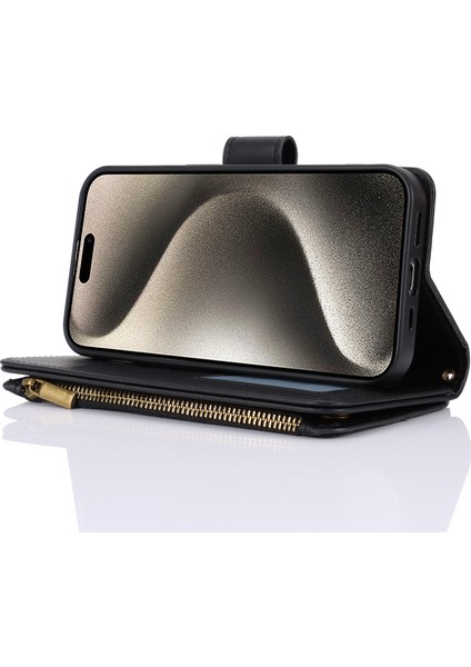 iPhone15 Pro Max Cep Telefon Kılıfı Birden Fazla Kart Yuvası Dalga Karşıtı Deri Kapak Black (Yurt Dışından) indirimleri