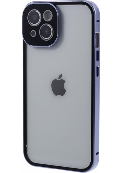 iPhone15 Plus Telefon Kasası Için 360 Derecelik Çift Taraflı Koruma Temperli Cam Güvenlik Kilit Mavisi (Yurt Dışından)