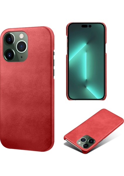 iPhone15 Pro Pu Deri+Pc Telefon Kasası Buzağı Dokusu Şok Geçirmez Kapak-Kırmızı (Yurt Dışından)
