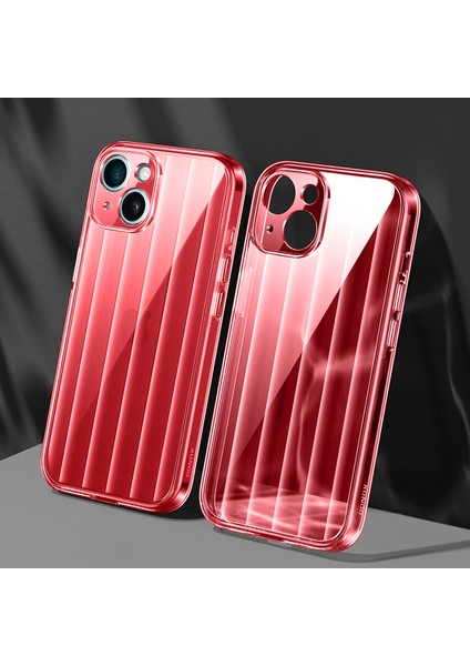 iPhone15 Plus Için Greya Serisi Plus Cep Telefonu Kılıfı Pc+Tpu Şerit Tasarım Anti-Drop Kapak Anti-Tespit Kırmızı (Yurt Dışından)