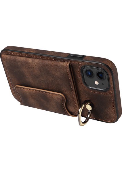iPhone11 Pu Deri+Tpu Kart Tutucu Kapak Yüzüğü Kickstand Şok Geçirmez Telefon Vaka-Brown (Yurt Dışından) fiyatları