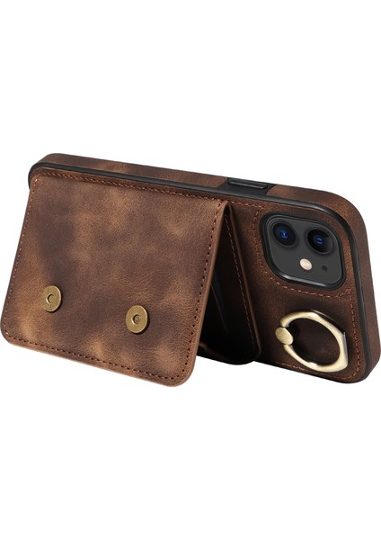 iPhone11 Pu Deri+Tpu Kart Tutucu Kapak Yüzüğü Kickstand Şok Geçirmez Telefon Vaka-Brown (Yurt Dışından) modelleri