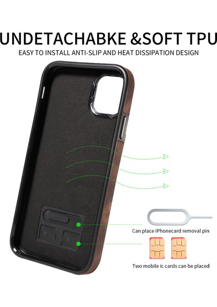 iPhone11 Pu Deri+Tpu Kart Tutucu Kapak Yüzüğü Kickstand Şok Geçirmez Telefon Vaka-Brown (Yurt Dışından) indirimleri