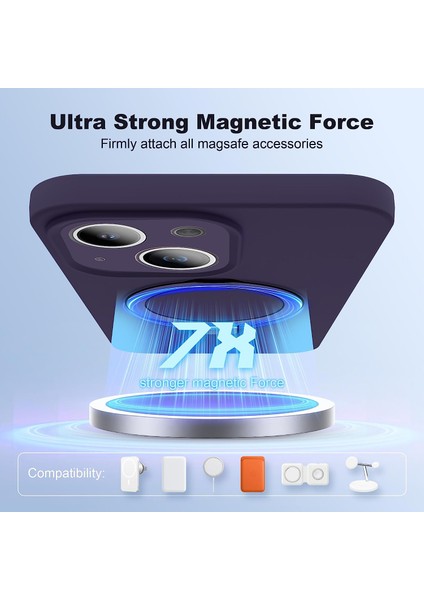 iPhone14 Manyetik Telefon Kılıfı Gizli Kickstand Koruyucu Kapak Şok Geçirmez Sıvı Silikon Kabuk-Moral (Yurt Dışından) modelleri