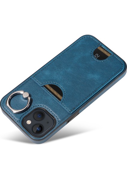 iPhone13 Kart Pu Pu Pu Pu Tpu Anti-Drop Kickstand Telefon Geri Kapak-Mavi (Yurt Dışından) modelleri