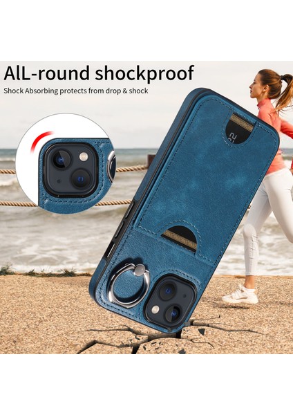iPhone13 Kart Pu Pu Pu Pu Tpu Anti-Drop Kickstand Telefon Geri Kapak-Mavi (Yurt Dışından) indirimleri