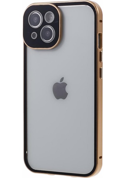 iPhone15 Plus Plus Plus Plus Kılıf Anti-Peeping Çift Taraflı Temperli Cam Kapağı Manyetik Adsorpsiyon-Gold (Yurt Dışından)