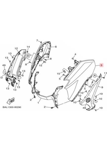 Nmax 125-155 Sol Ön Göğüs - Parlak Kırmızı B6HF835100PA (2021-2024)