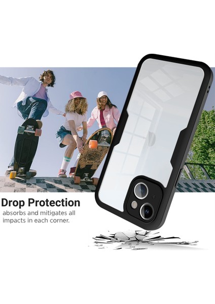 iPhone15 Plus Için Akrilik+Tpu Telefon Kılıfı Plus Dahili Ekran Koruyucu Kırmızılı Tam Sarılı Koruma Kapağı (Yurt Dışından)
