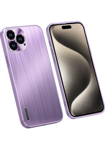 iPhone15 Pro Kabuk Fırçalanmış Tpu+Metal Kırpma Dayanıklı Telefon Kapak Morası Için Koruyucu Kılıf (Yurt Dışından)