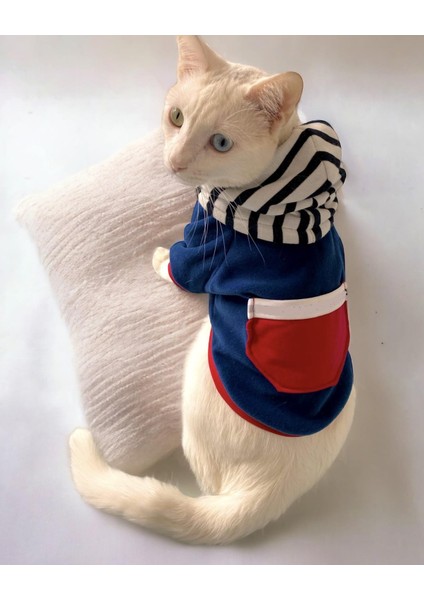 Neo Tommie Kapşonlu Kedi Sweatshirt Kedi Kıyafeti Kedi Elbisesi Kedi Giyim