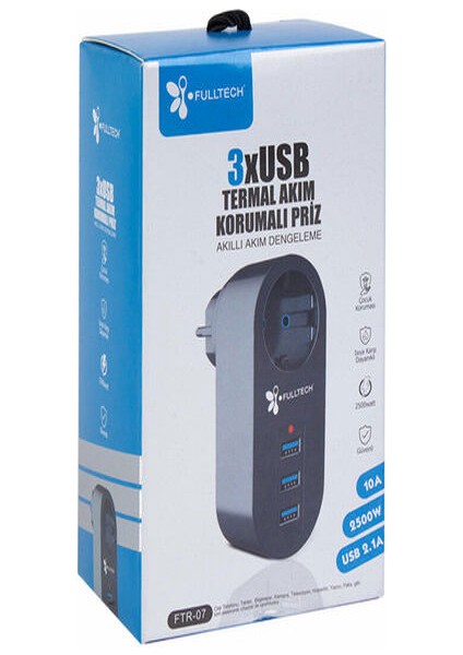 Akım Korumalı Ftr-07 Üç USB Akım Korumalı Priz-Erpilsan