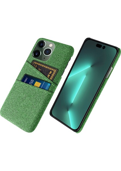 iPhone15 Pro Max Hard Pc+Kumaş Anti-Cratch Telefon Kapak Yeşili Için Çift Kart Sahibi Telefon Kılıfı (Yurt Dışından)