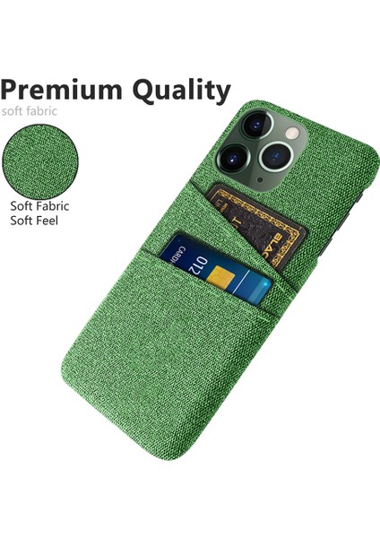 iPhone15 Pro Max Hard Pc+Kumaş Anti-Cratch Telefon Kapak Yeşili Için Çift Kart Sahibi Telefon Kılıfı (Yurt Dışından)