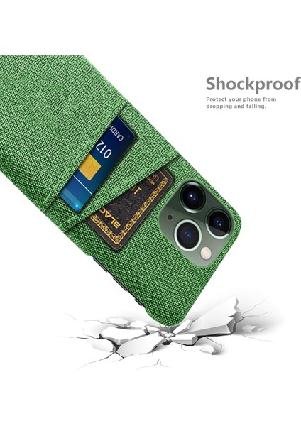 iPhone15 Pro Max Hard Pc+Kumaş Anti-Cratch Telefon Kapak Yeşili Için Çift Kart Sahibi Telefon Kılıfı (Yurt Dışından)