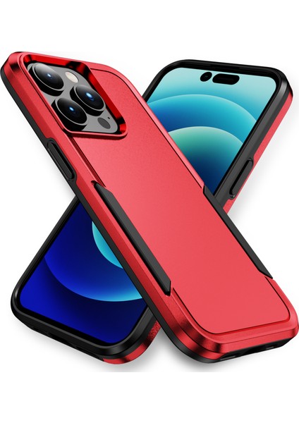Apple iPhone 15 Pro Pc+Tpu Şok Geçirmez Telefon Kasası Anti-Drop Geri Koruyucu Kapak-Kırmızı+Siyah (Yurt Dışından)