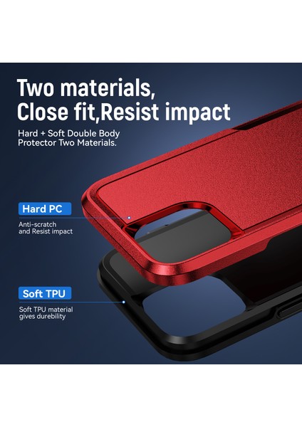 Apple iPhone 15 Pro Pc+Tpu Şok Geçirmez Telefon Kasası Anti-Drop Geri Koruyucu Kapak-Kırmızı+Siyah (Yurt Dışından) fiyatları