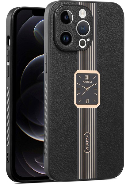 Apple iPhone12 Pro 6.1 Inç Kasa Elektraplama Pu+Tpu+Akrilik Anti-Drop Telefon Kapak Black (Yurt Dışından)