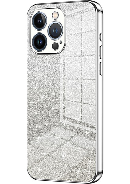 Apple iPhone13 Pro Cep Telefonu Kılıfı Hassas Kesim Elektroutlama Gradyan Glitter Tpu Cover-Silver (Yurt Dışından)