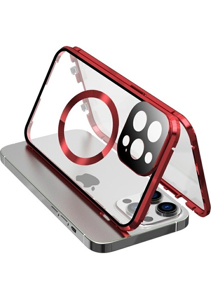 Apple iPhone13 Pro Telefon Kılıfı Için 360 Derece Koruma Manyetik Kapak-Kırmızı (Yurt Dışından)