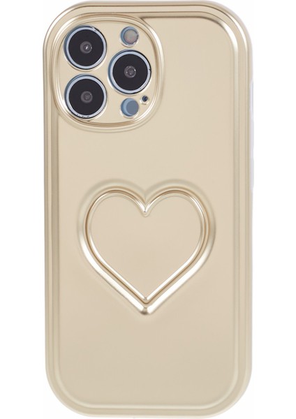 Apple iPhone14 Pro Max Case Imd Tpu Kapağı 3D Effect Love Heart-Gold (Yurt Dışından)