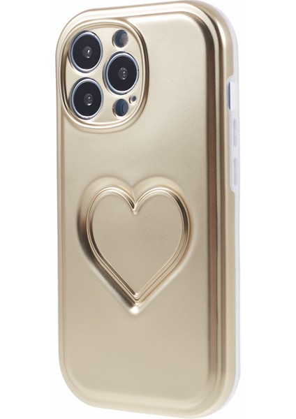 Apple iPhone14 Pro Max Case Imd Tpu Kapağı 3D Effect Love Heart-Gold (Yurt Dışından)