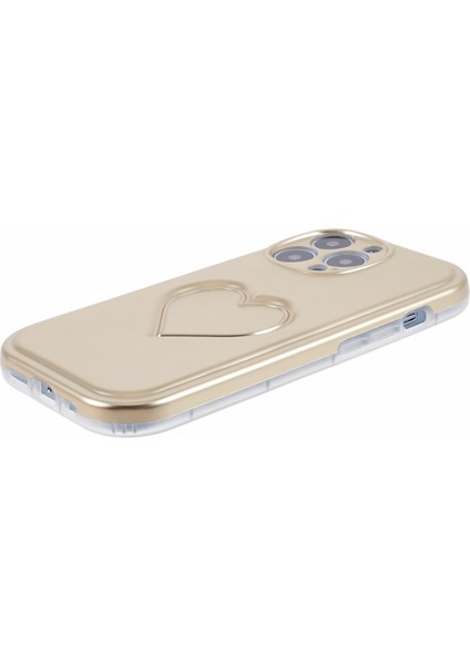 Apple iPhone14 Pro Max Case Imd Tpu Kapağı 3D Effect Love Heart-Gold (Yurt Dışından)