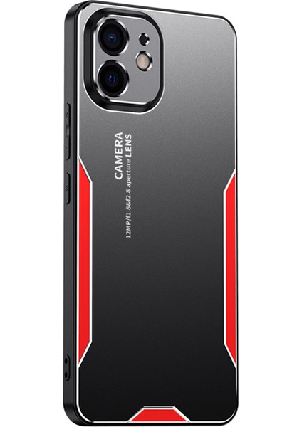 Apple iPhone12 Telefon Kılıfı Alüminyum Alaşım+Pc+Tpu Askeri Sınıf Şok Geçirmez Kapak-Kırmızısı (Yurt Dışından)