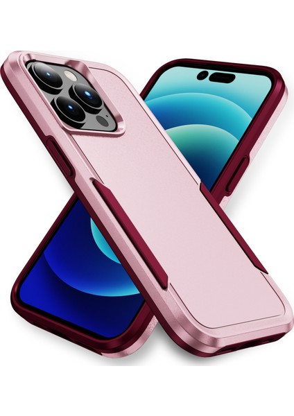 Apple iPhone15 Pro Max Anti-Drop Back Cover Shockproof Pc+Tpu Telefon Vaka-Pembe+Gül (Yurt Dışından)