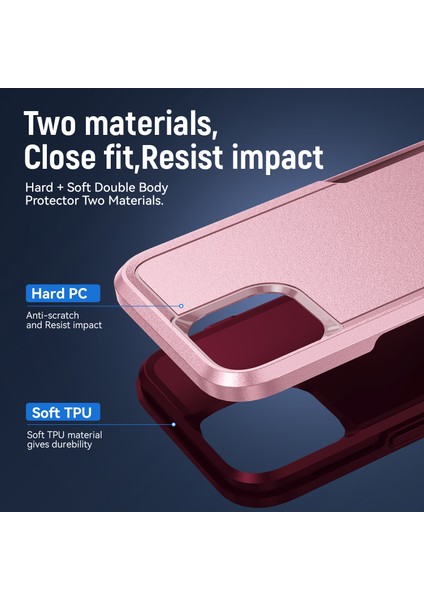 Apple iPhone15 Pro Max Anti-Drop Back Cover Shockproof Pc+Tpu Telefon Vaka-Pembe+Gül (Yurt Dışından) fiyatları