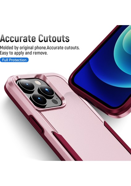 Apple iPhone15 Pro Max Anti-Drop Back Cover Shockproof Pc+Tpu Telefon Vaka-Pembe+Gül (Yurt Dışından) fırsatları