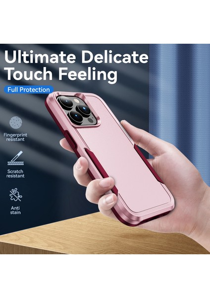 Apple iPhone15 Pro Max Anti-Drop Back Cover Shockproof Pc+Tpu Telefon Vaka-Pembe+Gül (Yurt Dışından) indirimleri