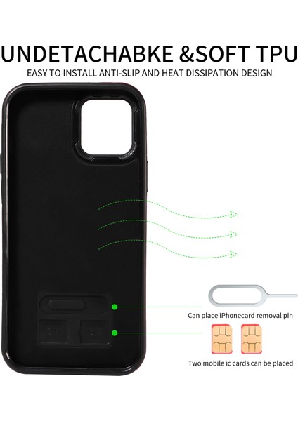Apple iPhone12/12 Pro Vasal Görüntüleme Kickstand Pu Deri+Tpu Cep Telefonu Kickstand Kapak-Kırmızı (Yurt Dışından)
