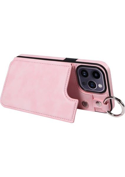 Apple iPhone14 Pro Case Bırak Damalı Pu Deri+Tpu Telefon Kapağı Kickstand Shell-Pink (Yurt Dışından) fırsatları