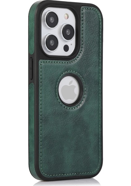 Apple iPhone13 Pro 6.1 Inç Için Slim Fit Pu Deri+Tpu Düz Renk Tasarım Telefon Koruyucu Yeşil (Yurt Dışından)