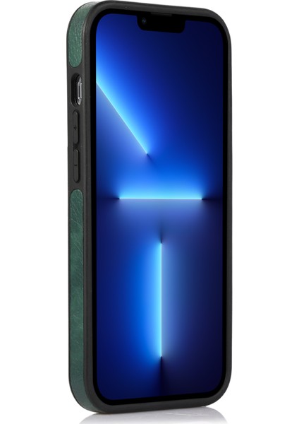 Apple iPhone13 Pro 6.1 Inç Için Slim Fit Pu Deri+Tpu Düz Renk Tasarım Telefon Koruyucu Yeşil (Yurt Dışından)