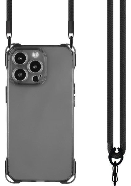 Apple iPhone13 Pro Max Için 6.7 Inçlik Kasa Koruyucu Yumuşak Tpu Telefon Kapağı Omuz Kayış-Siyah (Yurt Dışından)