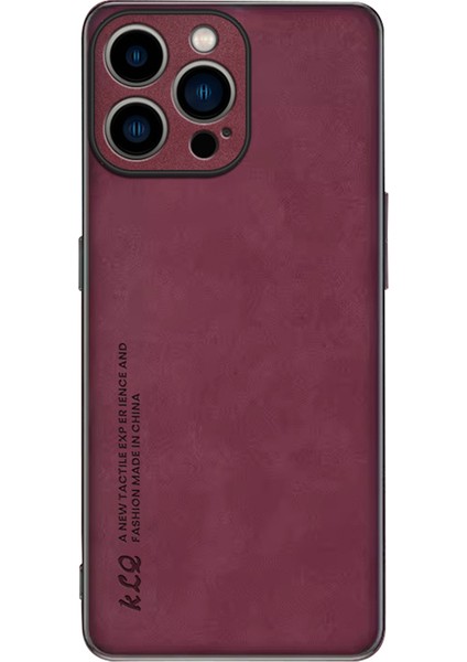 Apple iPhone14 Pro Max Telefon Kılıf Anti Drop Pu Deri Kaplamalı Tpu Cover-Wine Kırmızı (Yurt Dışından)