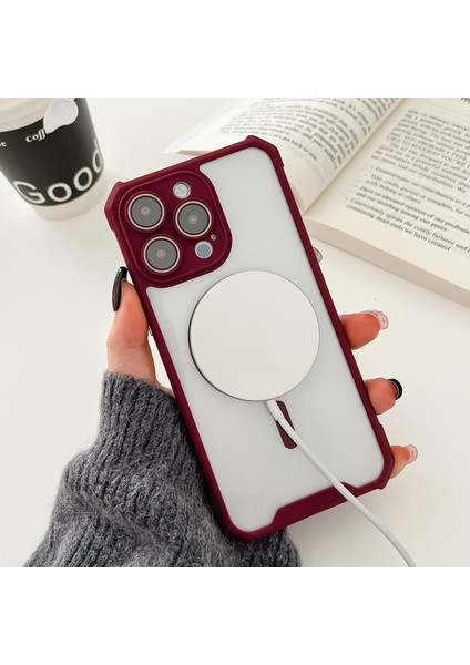 Apple iPhone13 Pro 6.1 Inç Telefon Kapağı Için Rmd Serisi Slim-Fit Tpu+Magsafe-Wine Red ile Uyumlu Akrilik Kılıf (Yurt Dışından)